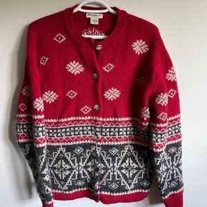 Eddie Bauer Vtge Women's Wool Alpaca Blend Knit Fair Isle Cardigan (Size M)